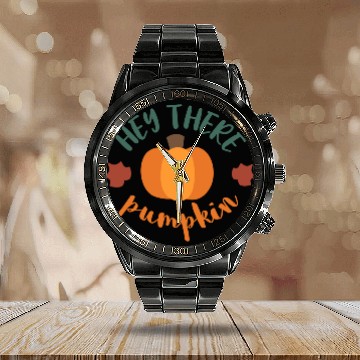 Discover Hey There Pumpkin Calendar Steel Band Watch