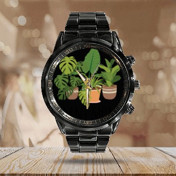 Discover Houseplants Galore Plant Mom Calendar Steel Band Watch