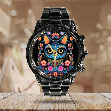 Discover Dia De Los Muertos Sugar Skull Mexican Holiday Calendar Steel Band Watch