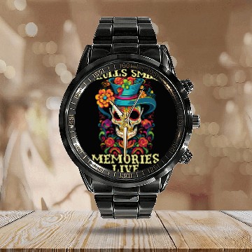 Discover Dia De Los Muertos Sugar Skull Mexican Holiday Calendar Steel Band Watch