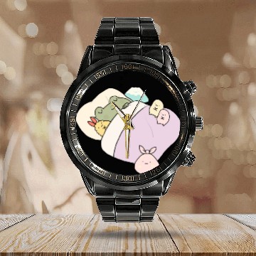 Discover Sleepy Frog With Friends Calendar Steel Band Watch
