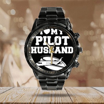 Discover I Love my Pilot Husband Calendar Steel Band Watch