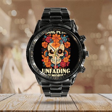 Discover Dia De Los Muertos Sugar Skull Mexican Holiday Calendar Steel Band Watch