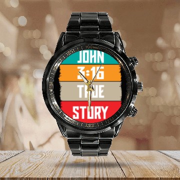 Discover John 3:16 Lve Jesus Christian Christmas Calendar Steel Band Watch