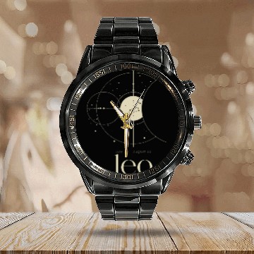 Discover Minimalist Leo Lion Zodiac Constellation Astrology Calendar Steel Band Watch