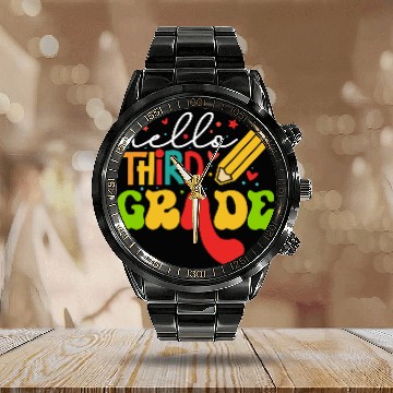 Discover Back To School Clothes - Hello Third Grade Calendar Steel Band Watch