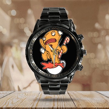 Discover Gingerbread Splash Coffee Lover ANd Morning Person Calendar Steel Band Watch