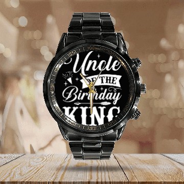 Discover Uncle of The Birthday King Calendar Steel Band Watch