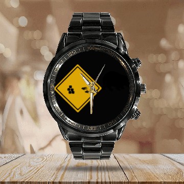 Discover Wombat Poop Cubes Road Sign Calendar Steel Band Watch