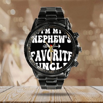 Discover I'm My Nephew's Favorite Uncle Funny Proud Uncles Calendar Steel Band Watch