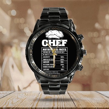Discover Funny Chef Saucier Calendar Steel Band Watch