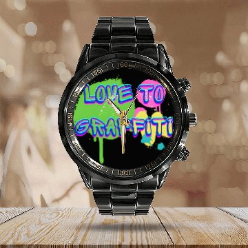 Discover Love to graffiti, street art Calendar Steel Band Watch