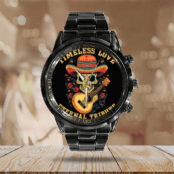 Discover Dia De Los Muertos Sugar Skull Mexican Holiday Calendar Steel Band Watch