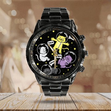 Discover Cat They Them Their Meow Nonbinary Flag Calendar Steel Band Watch
