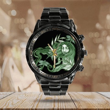 Discover Dragonfly Goddess In Green Calendar Steel Band Watch