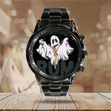 Discover My Favorite Spirit Is Rum Halloween Rum Ghost Calendar Steel Band Watch