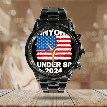 Discover Anyone Under 80 2024 Funny President Election Vote Calendar Steel Band Watch