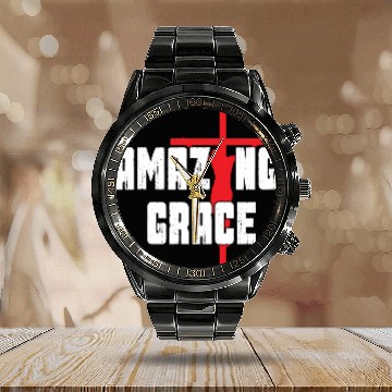 Discover Amazing Grace Love Jesus Christian Christmas Calendar Steel Band Watch