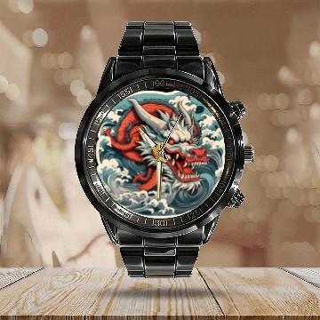 Discover Japanese Dragon Calendar Steel Band Watch