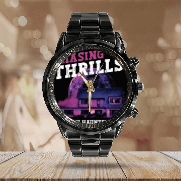 Discover Horror Paranormal Haunted House Spooky Halloween Calendar Steel Band Watch