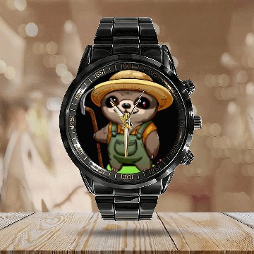 Discover Cozy gardener sloth Calendar Steel Band Watch
