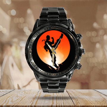 Discover Karate Kick Taekwondo Kickboxing Martial Arts Calendar Steel Band Watch