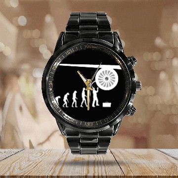 Discover Aircraft Engine Mechanic Calendar Steel Band Watch