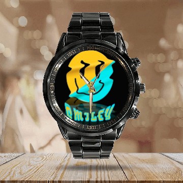 Discover Smile Face Calendar Steel Band Watch