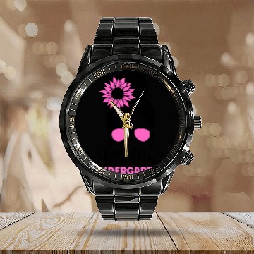 Discover Back To School Little Miss Kindergarten Calendar Steel Band Watch