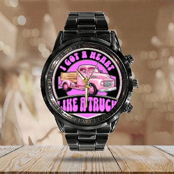Discover Heart Like A Truck, Western Boho Sunset Deser Calendar Steel Band Watch