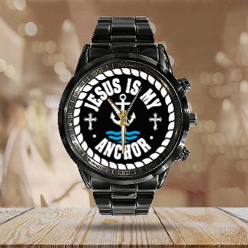 Discover Hesus Is My Anchor Love Jesus Christian Christmas Calendar Steel Band Watch
