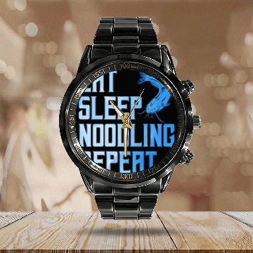 Discover Flathead Fish Eat Sleep Noodling Repeat Catfish Calendar Steel Band Watch