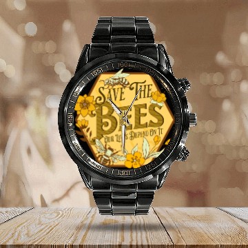 Discover Honey Bee Beekeeping Save The Bees Calendar Steel Band Watch
