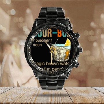 Discover Bourbon Magic Brown Water For Fun People Calendar Steel Band Watch