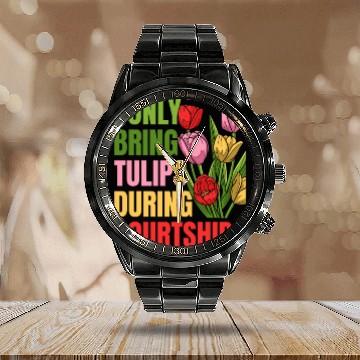 Discover Tulip Gardening Tulips Calendar Steel Band Watch