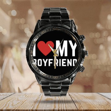 Discover I love my Boyfriend Calendar Steel Band Watch
