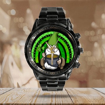 Discover Pot of Gold Gnome Rainbow Calendar Steel Band Watch