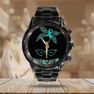 Discover Cervical Cancer Warrior Messy Bun Girl Design Calendar Steel Band Watch