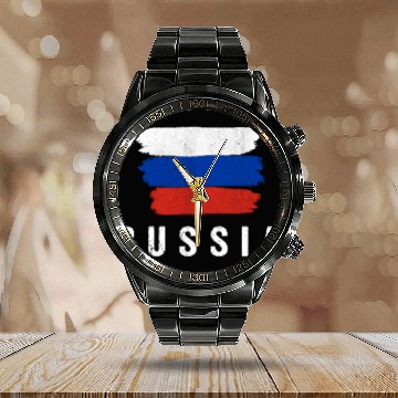 Discover Painted Russia Flag Russian Flag Fan Calendar Steel Band Watch