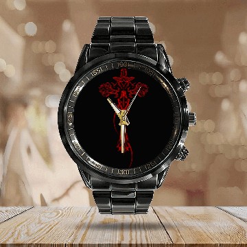 Discover Cyber Crucifix Awesome Cybersigilism For Geometric Calendar Steel Band Watch
