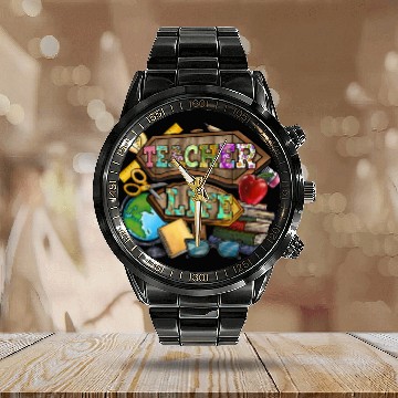 Discover Teacher Life Calendar Steel Band Watch