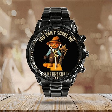 Discover I’m a Nebraska Dad Halloween Fall Autumn Calendar Steel Band Watch