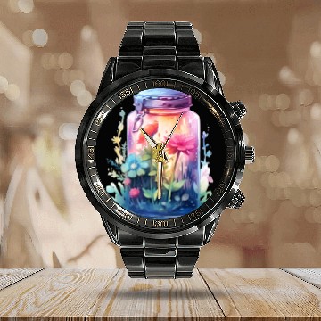 Discover Wild Flowers Calendar Steel Band Watch Design - Funny gift
