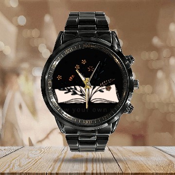 Discover Grow Your Own Way Wild Flower Book Lover Calendar Steel Band Watch