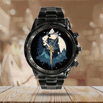 Discover wolf mountain Calendar Steel Band Watch