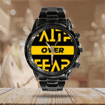 Discover FAITH OVER FEAR Calendar Steel Band Watch