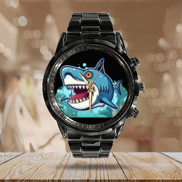 Discover Shark Attack Calendar Steel Band Watch