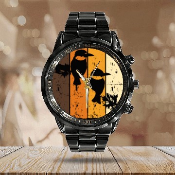 Discover Birds Art Budgie Sparrow Canary Parrot Hummingbird Calendar Steel Band Watch