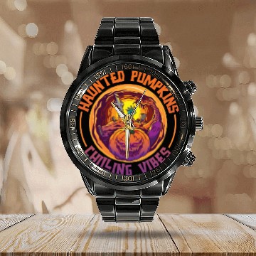 Discover Scary Pumpkin Halloween Costume Autumn Fall Gift Calendar Steel Band Watch