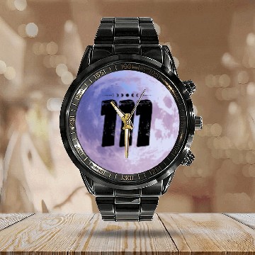 Discover Purple Moon Angel Numbers 111 Calendar Steel Band Watch